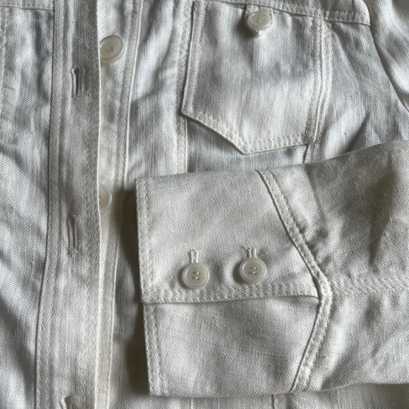 Express Women’s White Linen Blend Utility Jacket Size 3/4 Lightweight - Picture 3 of 6